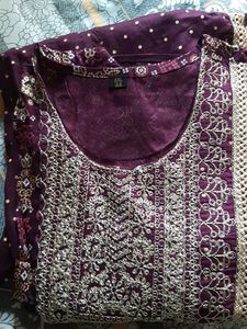 Women&#39;s Naira Cut Kurti Set Maroon