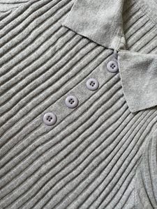 Ribbed Knit Polo Top