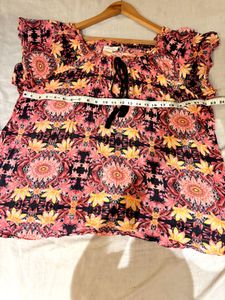 Floral Print Peasant Top