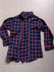Red & Blue Plaid Flannel Shirt