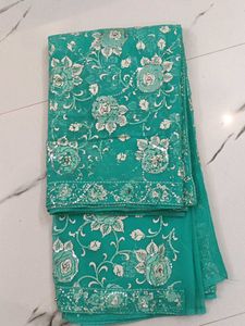 Elegant Teal Floral Dupatta
