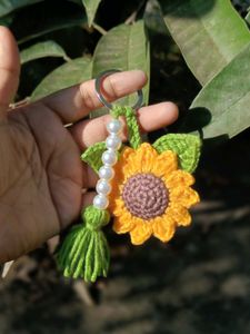 Sunflower Crochet Keychain