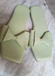 Green Woven Flat Sandals