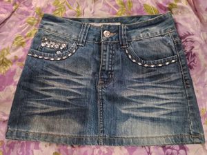 Trendy Blue Denim Skirt