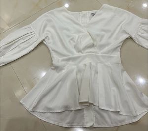 White Formal Peplum Top