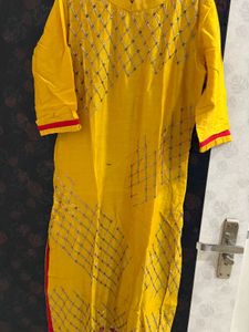 Embroidered Yellow Kurti