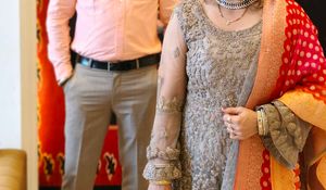 Elegant Grey &amp; Red Indian Outfit
