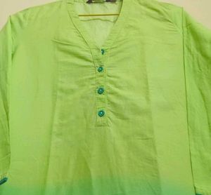SALE - Rangriti Colourblock V-Neck Green Kurta