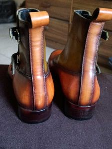 NEW Genuine Leather Monk Boots Chelsea Patina