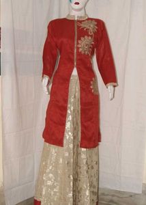 Elegant Red & Gold Ethnic Gown Set