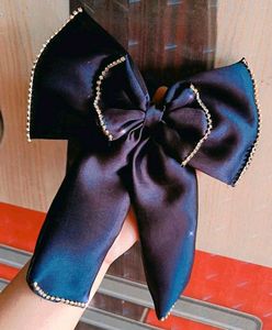 2 Elegant Black Bow Hair Clips