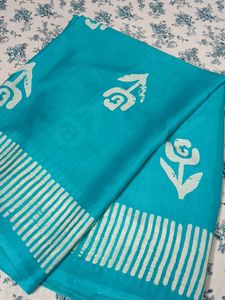 Blue Batik Print Saree