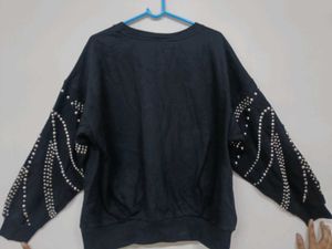 Embellished Sleeves Sweatshirt