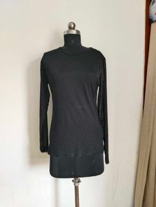Plus Size Black mesh Long Sleeve Top