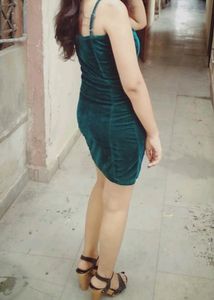 Teal Velvet Bodycon Dress