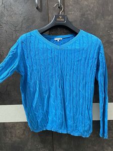 Blue Cable Knit Sweater