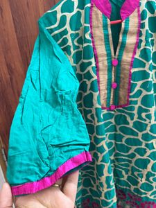 Green Printed Kurta