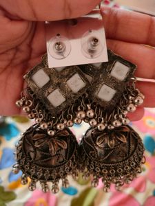 Black Metal Heavy Jhumka For Women