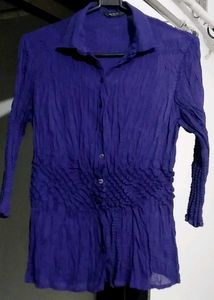 Purple Textured Button-Down Top