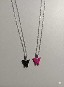 New 2 Butterfly Pendant Necklaces