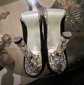 Heeled Black&amp;Siver Rare Bellies EU39