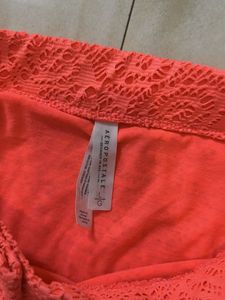 Aeropostale Neon Coral Crochet Skirt