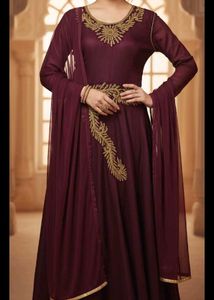 Elegant Maroon Embroidered Anarkali
