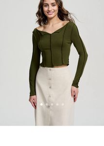 Olive Green Long Sleeve Top