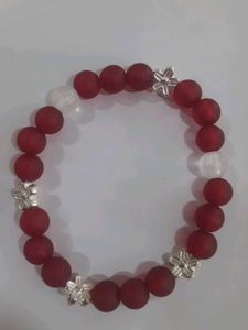 Red Beaded Floral Bracelet