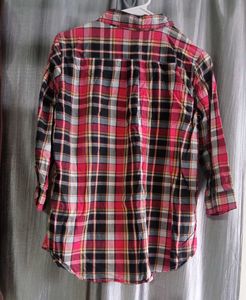 Red Plaid 3/4 Sleeve Shirt