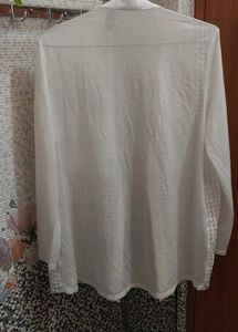 White Sheer Checkered Shrug