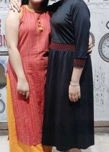 Black Dress with Red Embroidery