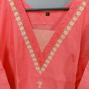 Embroidery V - NECK 3pcs Set With Lining