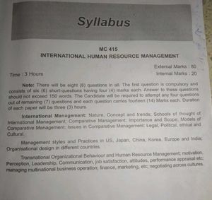 International Human Resource Management