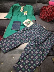 Green Printed Kurta Set