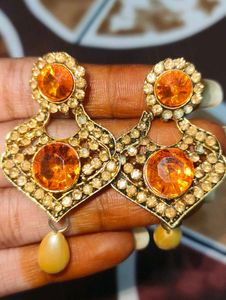 Vintage Orange Stone Drop Earrings
