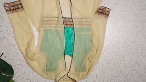 Long Koti With Crop Top Palazzo Triple Set