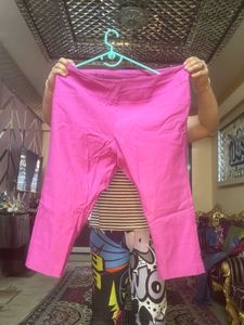 Pink Stretchable Well Fitted Ankle Length Pants