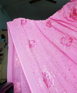 Pink Georgette Sequence Saree