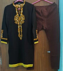 Woolen Brown Kurta Set
