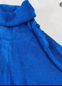 Blue Turtleneck Sweater Dress