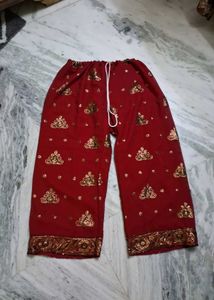 Maroon &amp; Gold Embellished Kurti With Pant