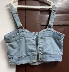 Denim Crop Bustier Top