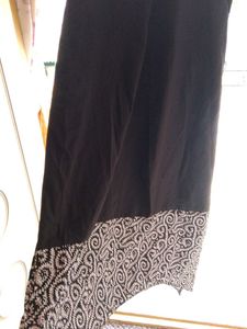 Black Skirt with Embroidered Hem