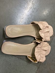 Cute Beige Ruffle Heels