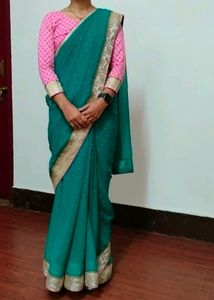 🌸Green Chiffon Saree🌸
