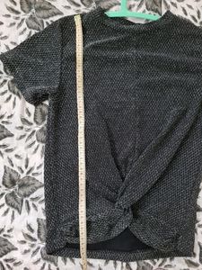 Black Shimmer Crop Top