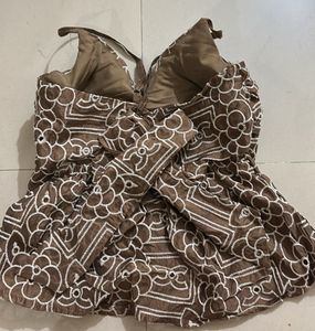 Brown Floral Embroidered Top