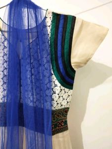 DORIA Cotton Anarkali Frock Suit( Duppata+Pants)