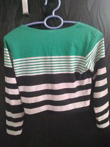 Striped Casual Crop Tee